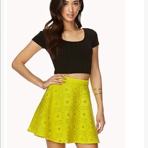 NWT Yellow Crochet Skater Skirt Small